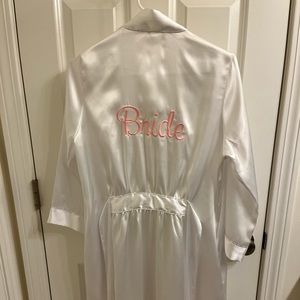 White satin ‘Bride’ robe.